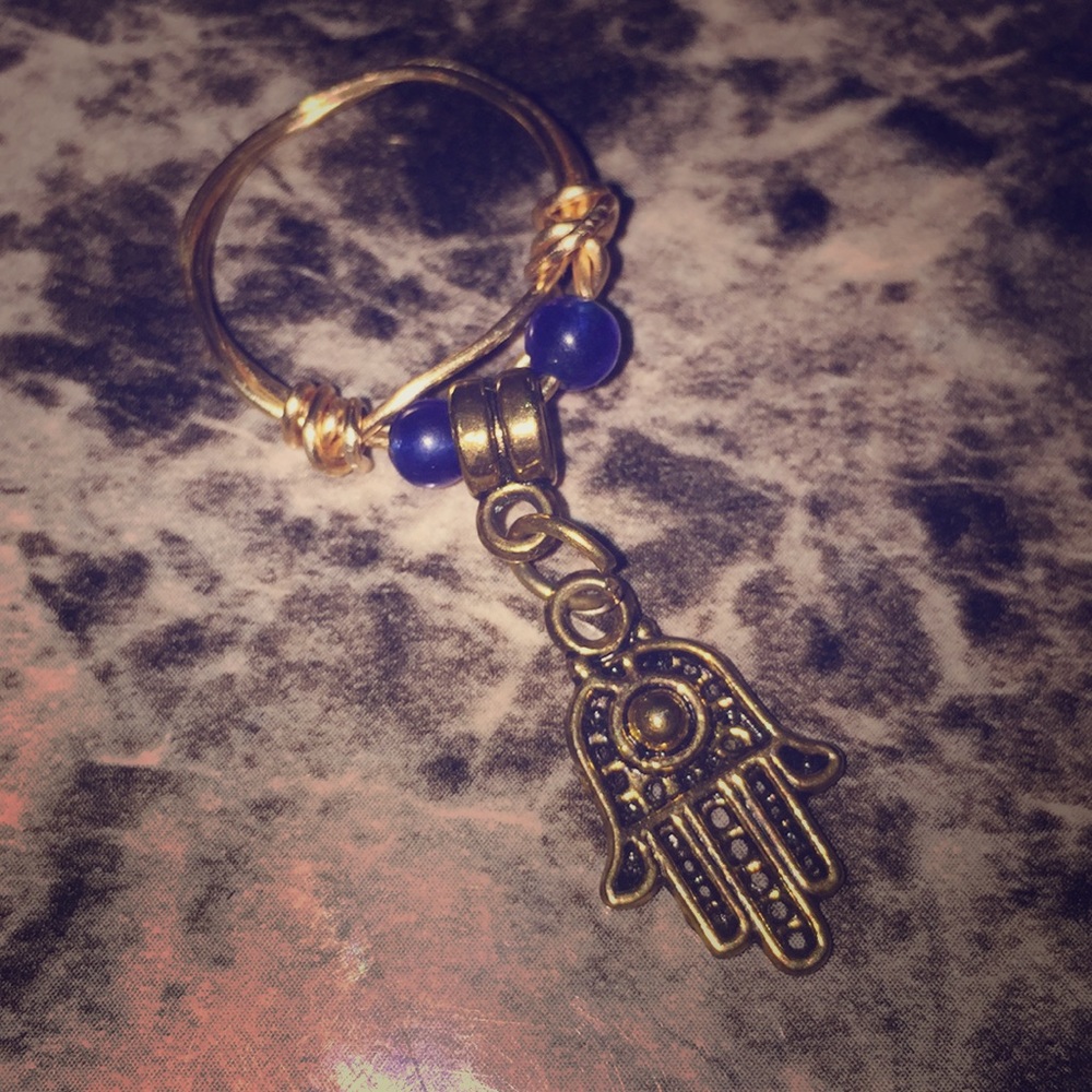 🛑SOLD hamsa hand / beaded Handmade Ring